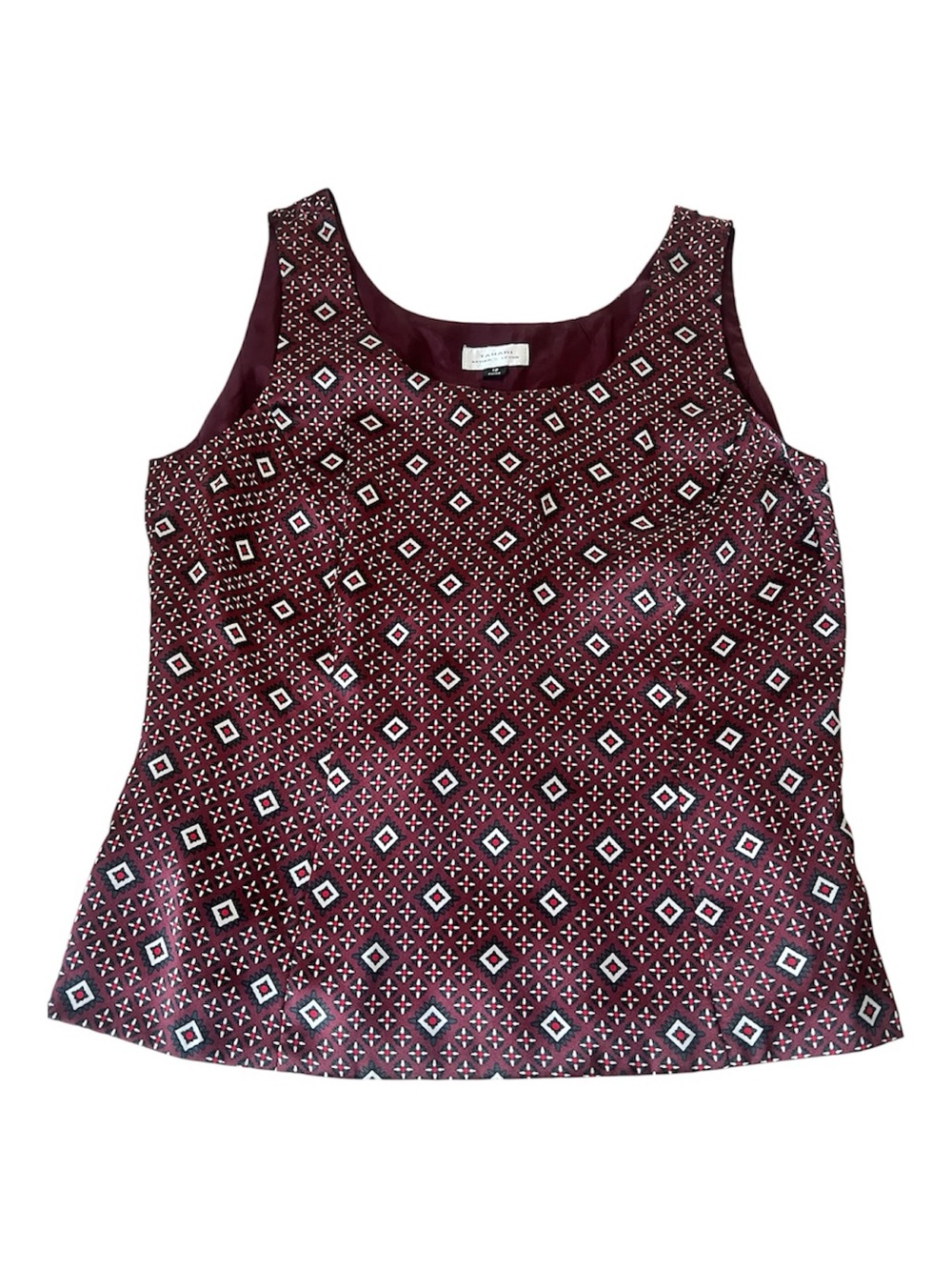 Tahari Arthur Levine Plum Geometric Tank Top Shell